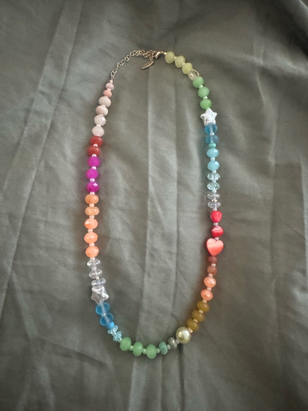 Anthropologie Multicolor Beaded Necklace with Heart & Star Accents